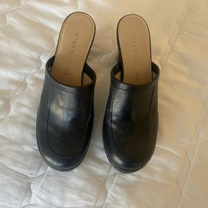 Gianni Bini leather heeled clogs.